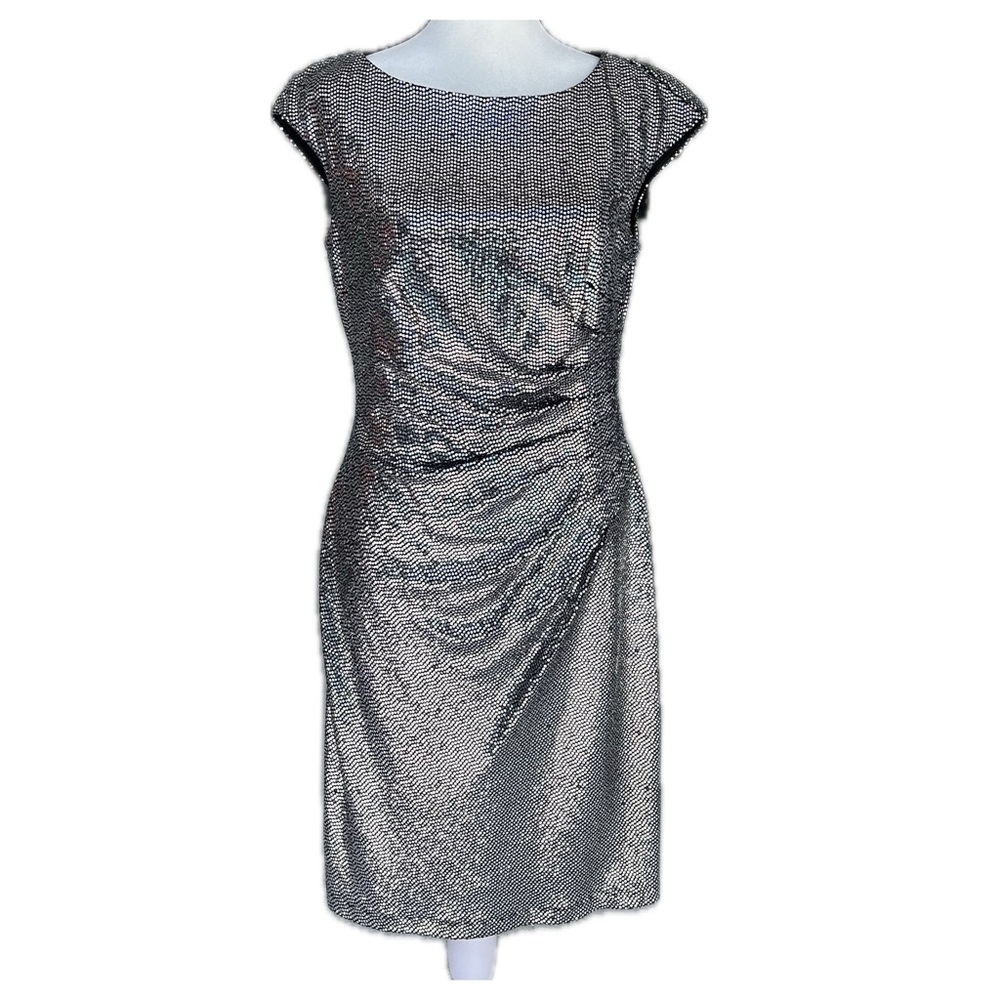 Anne Klein Silver Metallic Cocktail Dress